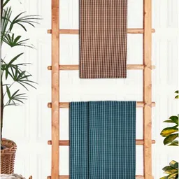 Athom Living Blue & Brown 3 Printed Cotton 210 GSM Bath Towel-image-44