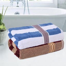 Kuber Industries Cream-Coloured & White 2 Pieces Cotton 150 GSM Bath Towels-picture-21