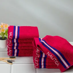 Nautica Set Of 12 Burgundy Solid GSM 500 Face Towels-picture-35