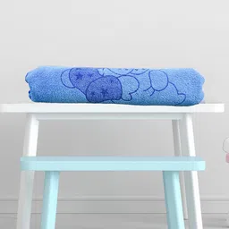 The Little Lookers Kids Blue Printed 354 GSM Bath Towel-picture-48