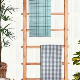 Athom Living Blue & Grey 2 Pieces Printed Cotton 210 GSM Bath Towels-image-90