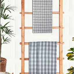Athom Living Grey & White 3Pieces Printed Cotton 210 GSM Bath Towels-image-63