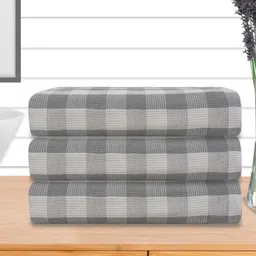 Athom Living Grey & White 3 Pieces Printed Cotton 210 GSM Bath Towel image 4