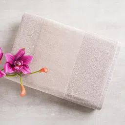 Pure Home and Living Beige Solid Cotton 600 GSM Bath Towel image 5