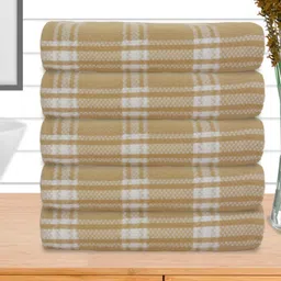 Athom Living Yellow & White 5 Pieces  Printed Cotton 210 GSM Bath Towel image 4