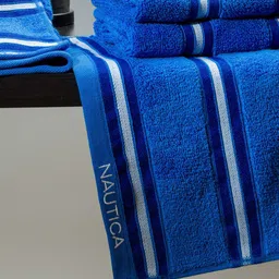 Nautica Set Of 4 Blue Solid 500 GSM Pure Cotton Hand Towels image 3