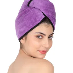 Softspun Microfiber Purple Anti-Bacterial 300 GSM Hair Drying Wrap Towel image 4