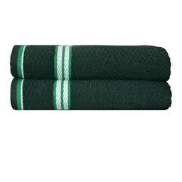 Athom Trendz Green & White 2 Pieces Popcorn Textured Organic Cotton Super Soft Bath Towels image 2