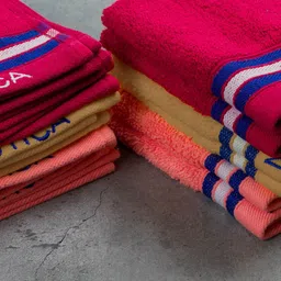 Nautica Burgundy & Beige 12 Pieces Pure Cotton Zero Twist 500GSM Face Towels image 3