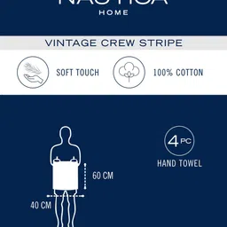 Nautica Set Of 4 Blue Solid 500 GSM Pure Cotton Hand Towels image 4