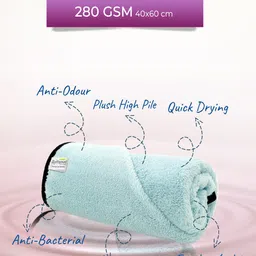 Softspun Microfiber Blue 2 Pieces 280 GSM Super Soft Bath Towels image 2