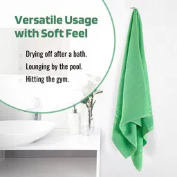 Kuber Industries Green 2 Pieces Striped Cotton 144GSM Bath Towel image 3