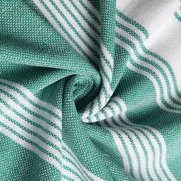 Arrabi Green & White Set Of 2 Striped 210 GSM Cotton Bath Towels image 2