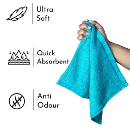 Heelium Set of 3 Teal Blue Solid 600 GSM Face Towels image 3