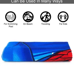 SATEEN BEDDING STORE Blue & Red Printed 120 GSM Pure Cotton Bath Towel image 3