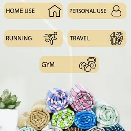 Athom Living Yellow & White 5 Pieces  Printed Cotton 210 GSM Bath Towel image 3