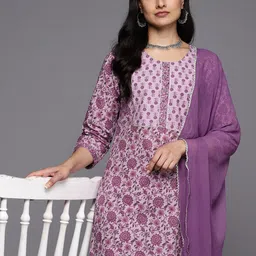 Varanga Floral Printed Gotta Patti Pure Cotton Kurta With Trousers & With Dupatta image 4