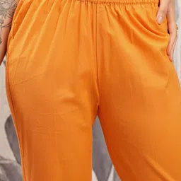 Vishudh Orange & Cream Embroidered Mirror Work Pure Cotton Kurta with Trousers & Dupatta image 3