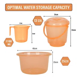 Kuber Industries Orange 3 Pieces Bath Accessories Set image 4