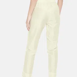 Go Colors Women Cream-Coloured Tapered Fit Solid Regular Trousers image 3