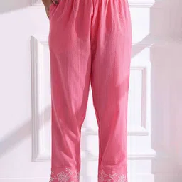 Anouk Women Embroidered Regular Kantha Work Pure Cotton Kurta with Trousers & With Dupatta image 3