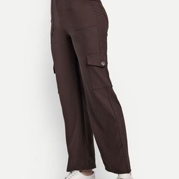 Next One Women Smart Straight Fit High-Rise Easy Wash Stretchable Corduroy Cargos-picture-32