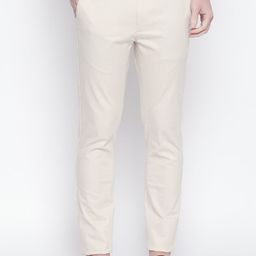 Basics Men Off White Tapered Fit Trousers-picture-35