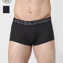 Jack & Jones Grey & Navy Blue Set of 2 Solid Casual Cotton Trunk image 1