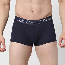 Jack & Jones Grey & Navy Blue Set of 2 Solid Casual Cotton Trunk image 2