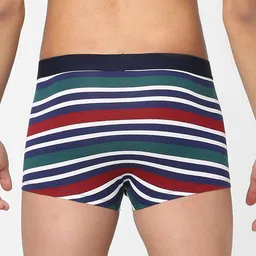 Jack & Jones Men Navy Blue & Green Striped Trunk image 4