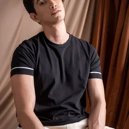 DAMENSCH Men Solid Premium Cotton Contrast Stitch  Regular Fit T-Shirt-picture-47