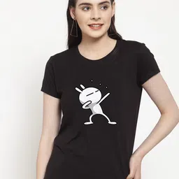 Friskers Women Black Printed T-shirt-image-76