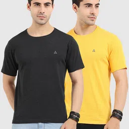 ARDEUR Men Set Of 2 Black & Yellow T-shirt-picture-42