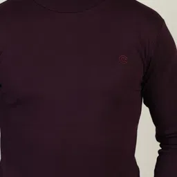 CHKOKKO Men Violet Turtle Neck T-shirt image 2