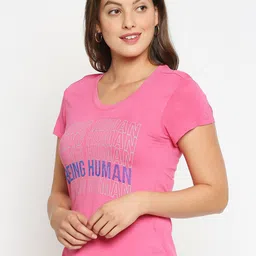 Being Human Woman Pink Typography Printed T-shirt image 4
