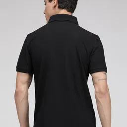 SPORTO Men Black Polo Collar Cotton T-shirt image 5