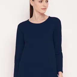 a.t.u.n. A T U N Women Round Neck Long Sleeve Longline Cotton T-shirt-picture-25