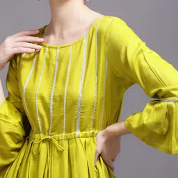 KALINI Women Lime Green & Silver-Toned Viscose Rayon Tunic image 2