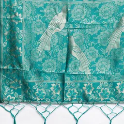 Mitera Women Magenta & Turquoise Blue Semi-Stitched Lehenga Unstitched Blouse & Dupatta image 2