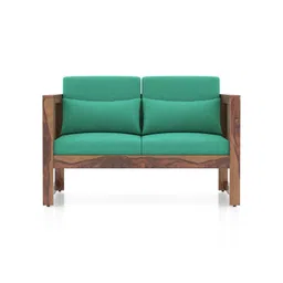 urban ladder Korai Two seater sofa -Finish -Teak,Fabric - Lagoon Green Futon image 2