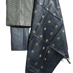 haider ali and sons HAIDER ALI Suit Set for Women with Dupatta | Handloom Semi Tussar Silk Printed Unstitched Salwar Suit Dress image 2