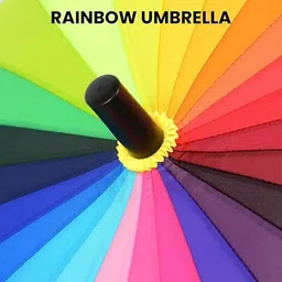 snehmurti 24 Ribs Golf Umbrella Large Windproof Umbrellas Automatic Open Oversize Anti-UV Straight Umbrella for Rain Suitable for Man & Woman (Pack of 1) (RAINBOW) image 3