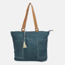 fabindia fashion Fabindia Blue Jute Tote Bag image 3