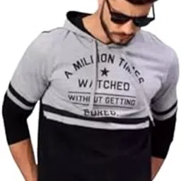 jha knits Men’s Cotton Hooded T Shirt – Stylish Long Sleeve Casual Hoodie Style Top for Men – Printed Slim Fit Fashion T Shirt for Everyday Wear-picture-46