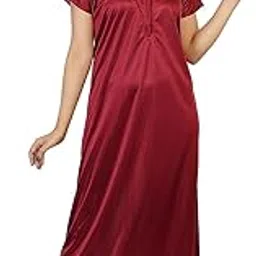 rangmor unit of shagun traders Rangmor Women's Solid 28Gaz Premium Regular Satin Nighty with Zip-picture-14