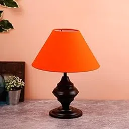 DIKANSHA® Orange Conical Shade Beautiful Table Lamp for Bedroom and Drawing Room Living-image-32