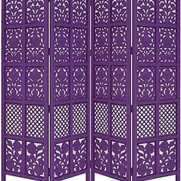 NAQQASH Wooden Room Divider Partition for Living Room Wooden Screen Partition Hall Partition Makeup Studio Privacy Divider Floor Panels for Pooja Room | Partition 6 feet 4 Panels-image-78