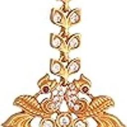 tarinika Antique Maang Tikka(Nethi chutti) for Women, Gold Plated Brass & CZ Stones Head Jewelry, Traditional Wedding Mang tikka Festive & Bridal Accessory-picture-10