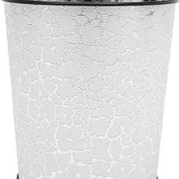 Luxshiny Round Garbage Can with Lid Office Waste Trash Can Waste Bin Bathroom Small Waste Paper Bucket for Home(Silver)-image-52