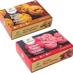 The Flavour Republic Butterscotch Nan Khatai & Gulab Nan Khatai - 600 Gms(Combo Pack 2 * 300 Gms) || Handmade Delicious Nan Khatai Biscuits With Real Butterscotch Nuts & Real Rose Petals-picture-56